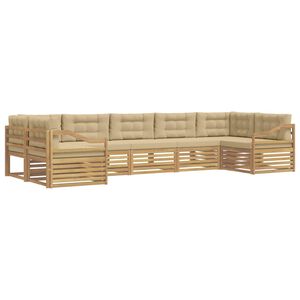 vidaXL Buiten bankenset 7 st 7-zits Wit en Beige Polyester