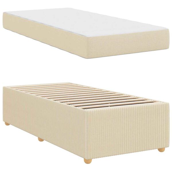 vidaXL Bedframe met matras Cr&egrave;me 100 x 200 cm Stof