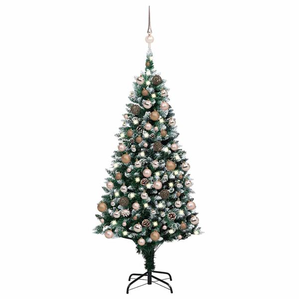 vidaXL Kunstkerstboom met LED en kerstballen en dennenappels 180 cm
