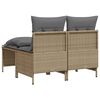 vidaXL 4-delige Loungeset met kussens poly rattan beige