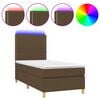 vidaXL Boxspring met matras en LED stof donkerbruin 80x200 cm