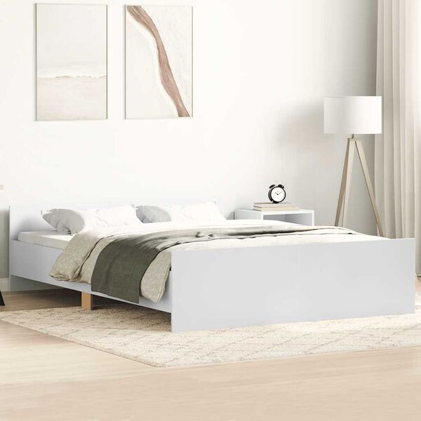 vidaXL Bedframe met hoofd- en voeteneinde wit 120 x 190 cm