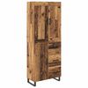 vidaXL Hoge kast 2 st Oudhout 69,5 x 34 x 180 cm Bewerkt hout en glas