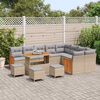 vidaXL Tuinbankenset 14 pcs Beige en Licht Grijs poly rattan