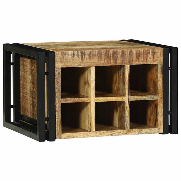 vidaXL Wijnrek Bruin en zwart 46 x 35 x 27.5 cm Massief mangohout