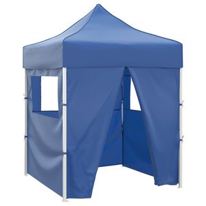 vidaXL Partytent met 4 zijwanden inklapbaar 2x2 m staal blauw