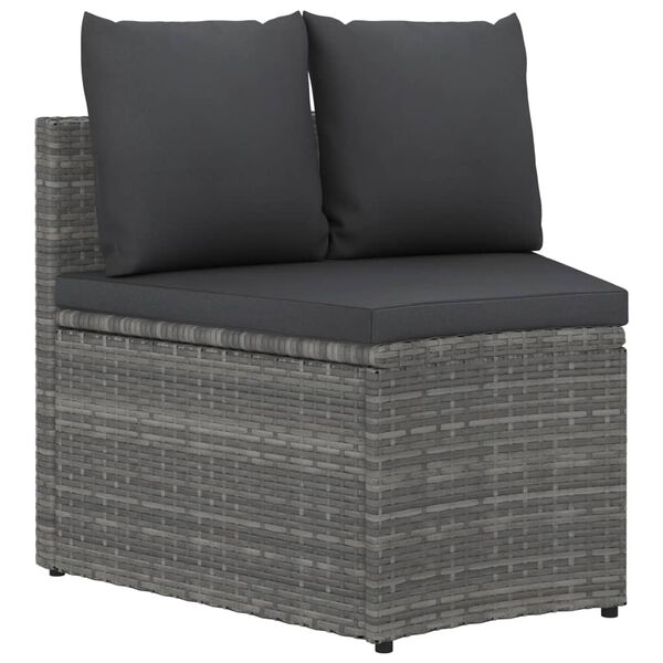 vidaXL 2-delige Loungeset met kussens poly rattan grijs