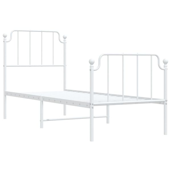 vidaXL Bedframe met hoofd- en voeteneinde&nbsp;metaal wit 75x190 cm
