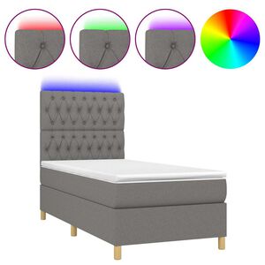 vidaXL Boxspring met matras en LED stof donkergrijs 80x200 cm