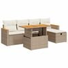 vidaXL 6-delige Loungeset met kussens poly rattan beige