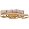 vidaXL 6-delige Loungeset met taupe kussens massief hout