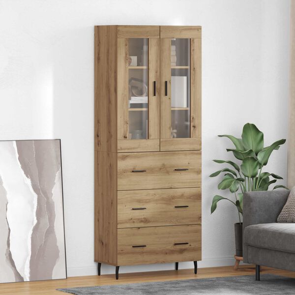 vidaXL Hoge kast met lade 2 pcs Artisan Eiken Bewerkt hout