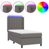 vidaXL Boxspring met matras en LED kunstleer grijs 100x200 cm