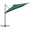 vidaXL Zweefparasol met LED en stalen paal 250x250 cm groen