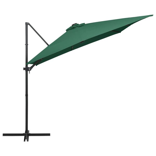 vidaXL Zweefparasol met LED en stalen paal 250x250 cm groen
