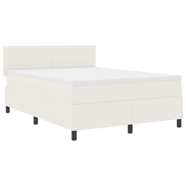 vidaXL Boxspring bed Cr&egrave;me en Wit 203 x 144 x 88 cm Katoenen stof
