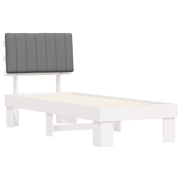 vidaXL Bedframe met Gevoerd Hoofdgedeelte Lichtgrijs 75 x 190 cm