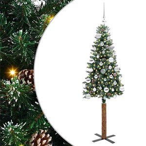 vidaXL Slanke Kerstboom Groen 150 cm PVC en massief dennenhout