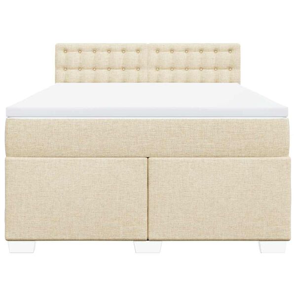 vidaXL Boxspring met matras stof cr&egrave;mekleurig 140x190 cm