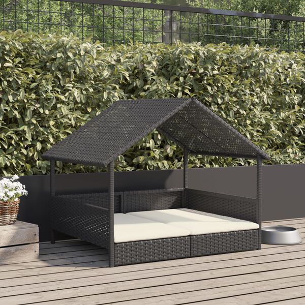 vidaXL Hondenhok met kussen poly rattan