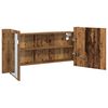 vidaXL LED Spiegelkast Oud hout 100 x 12 x 45 cm Bewerkt hout