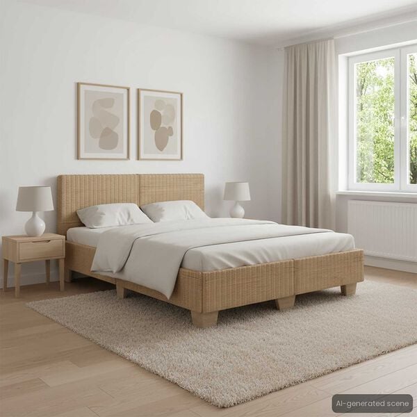 vidaXL Bedframe handgeweven echt rattan 160x200 cm