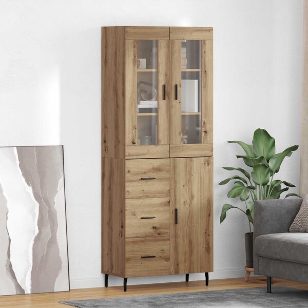 vidaXL Hoge kast met lade 2 pcs Artisan Eiken Bewerkt hout