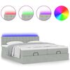 vidaXL Ottoman bed met matrassen en LED's 180x200cm fluweel lichtgrijs