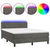 vidaXL Boxspring met matras en LED fluweel donkergrijs 140x190 cm