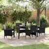 vidaXL Tuin eettafelset met kussen 5 pcs Zwart poly rattan