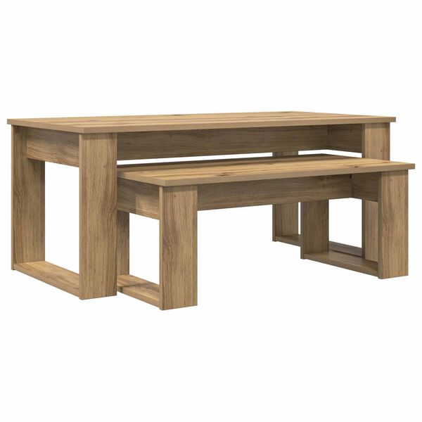 vidaXL Koffietafel Set 2 pcs Artisan Eiken Bewerkt hout
