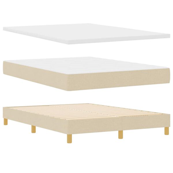 vidaXL Boxspringbed met matras met hoofdeinde Cr&egrave;me 140 x 200 cm Stof