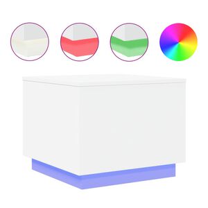 vidaXL Salontafel met LED-verlichting 50x50x40 cm wit