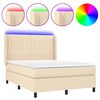 vidaXL Boxspring met matras en LED stof cr&egrave;mekleurig 140x190 cm