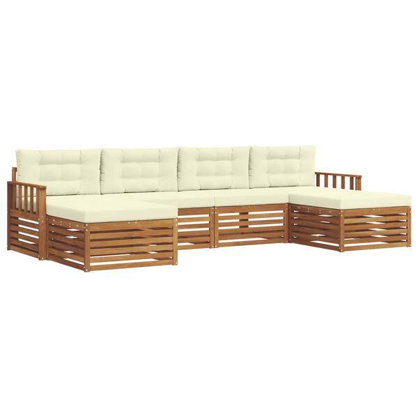 vidaXL Sofa-Sets 6 pcs Natuurlijk en Cr&egrave;me Massief Acaciahout