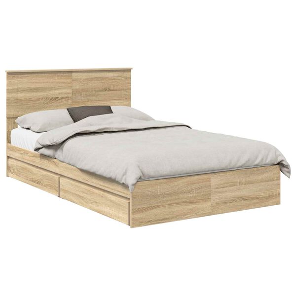 vidaXL Opslag bed met lade Sonoma Eiken 120 x 190 cm Bewerkt hout