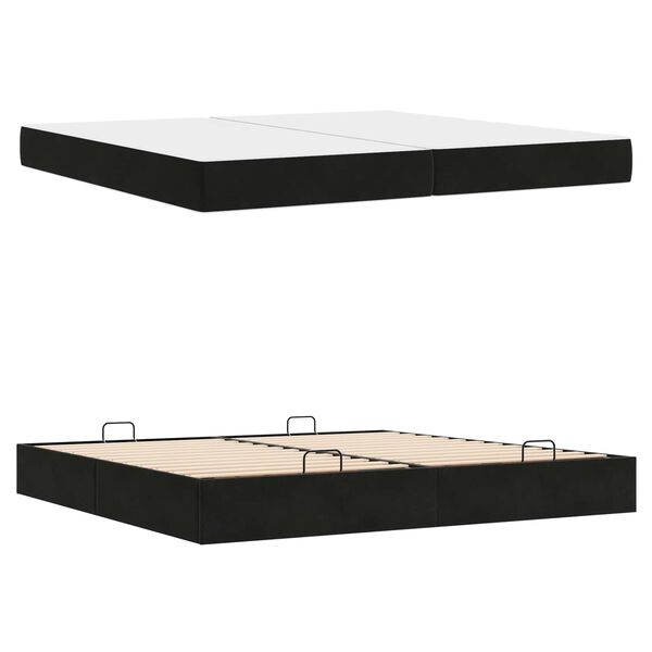 vidaXL Bedframe met matras met matras 2 pcs Zwart Fluweel