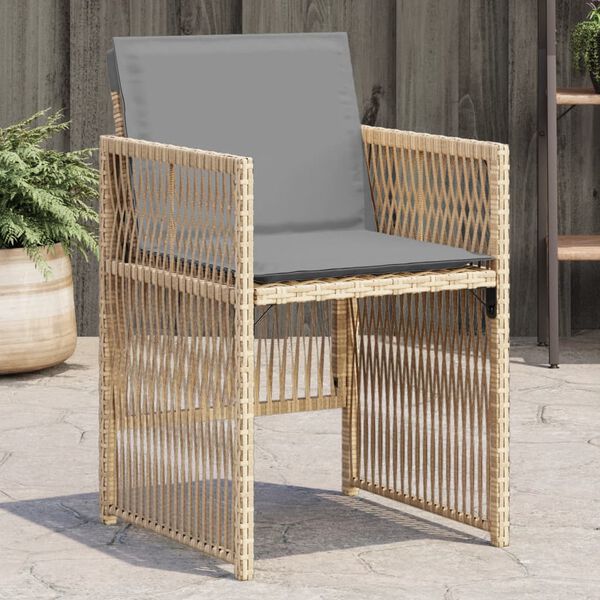 vidaXL Tuinstoelen 4 st met kussens poly rattan gemengd beige