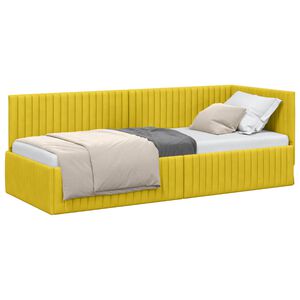 vidaXL Hoekbedframe met hoofdeinde Geel 80 cm x 200 cm Fluweel