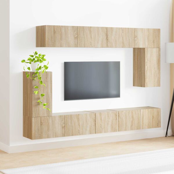vidaXL Tv-meubelset Wandgemonteerd 5 pcs Sonoma Eiken Bewerkt hout