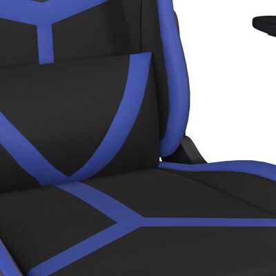 vidaXL Massage gamestoel met voetensteun kunstleer zwart en blauw
