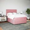 vidaXL Boxspring met matras fluweel roze 160x200 cm