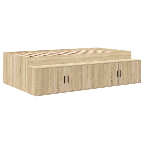 vidaXL Bedframe met lade Sonoma Eiken 100 x 200 cm Bewerkt hout