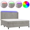 vidaXL Boxspring met matras en LED fluweel lichtgrijs 180x200 cm