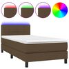 vidaXL Boxspring met matras en LED stof donkerbruin 80x200 cm