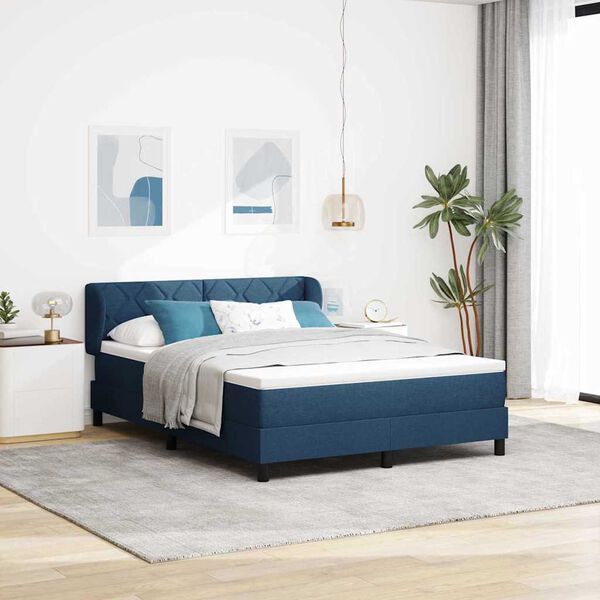 vidaXL Boxspringbed met matras met matras Blauw 140 x 190 cm Stof