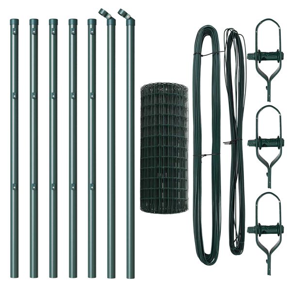 vidaXL Hek met Paal Groen 0,4 x 10 m Staal en PVC