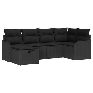vidaXL Tuin Sofa Set met kussen met opslag 6 pcs Zwart Poly riet