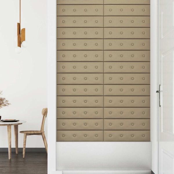 vidaXL Wandhoofdbord 12 pcs Cappuccino 60 x 15 cm Nep Leer