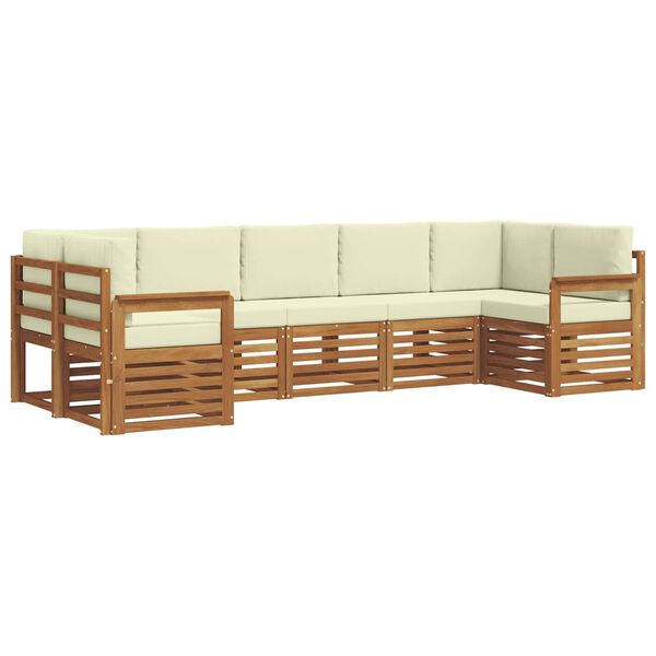vidaXL Sofa-Sets 7 pcs Natuurlijk en Cr&egrave;me Massief Acaciahout